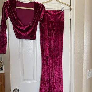 Velvet Burgundy top and matching bottom